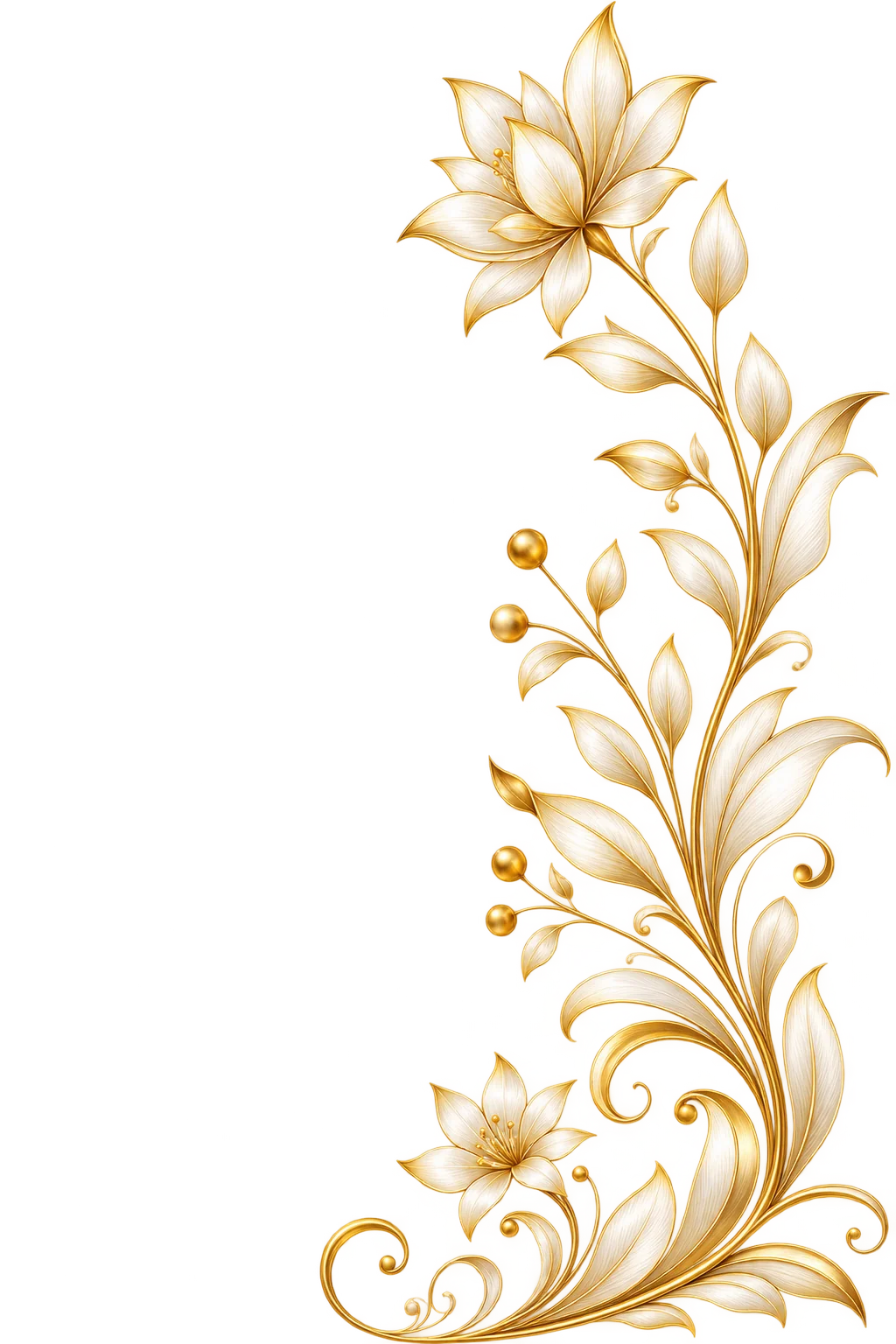 Golden Floral Vine Left Watermark